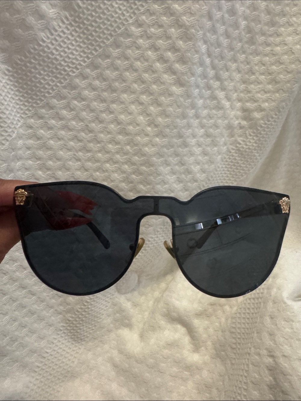Versace Black Sunglasses with Gold Medusa Accents